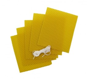 Včelí vosk žlutý 12x10cm - 5ks + knot 1m