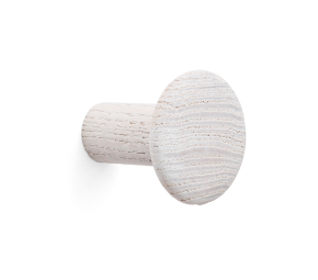 Dřevěný knoflíkový háček z jasanového dřeva - bílý