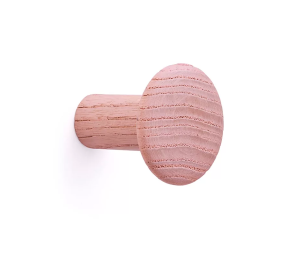 Dřevěný knoflíkový háček z jasanového dřeva - růžový